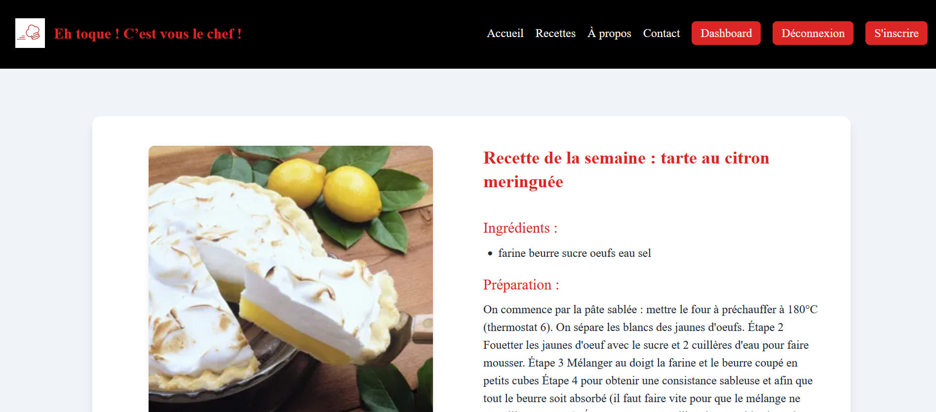 Aperçu d'un projet full stack