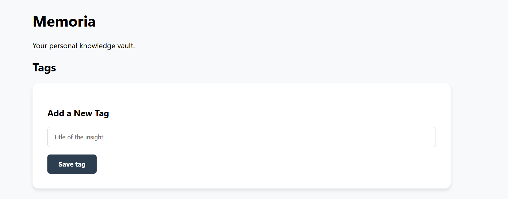 Interface de gestion des tags